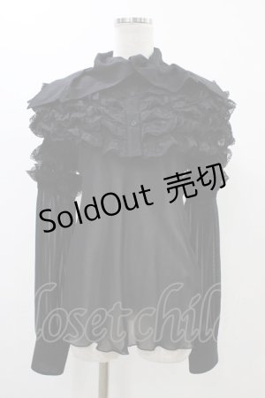 画像: alice auaa / ボリュームフリルブラウス 3（約9号） ブラック H-25-12-18-1017-AA-BL-KB-ZH