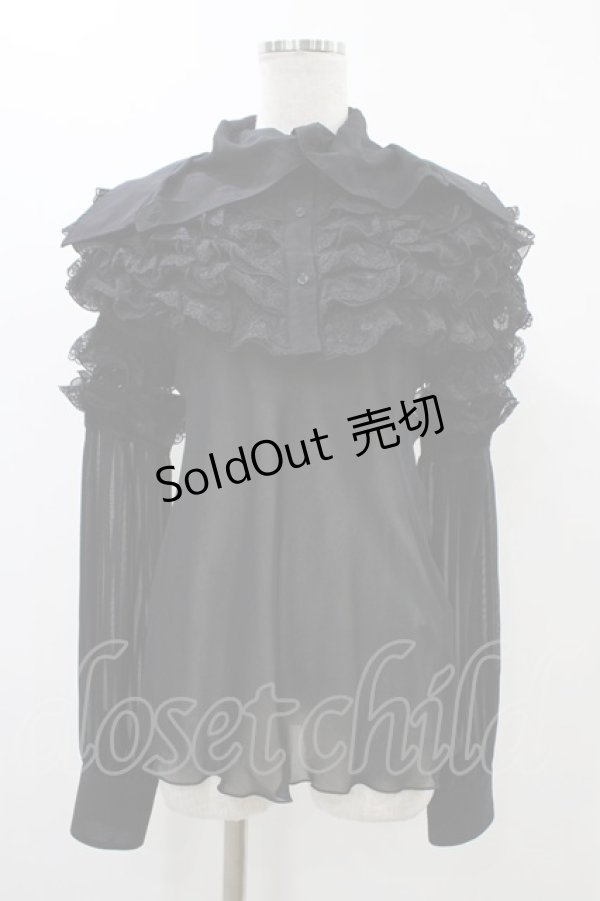 画像1: alice auaa / ボリュームフリルブラウス 3（約9号） ブラック H-25-12-18-1017-AA-BL-KB-ZH (1)