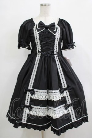 画像: metamorphose / Dress up はしごレースリボンワンピース サイズ1 ブラック H-25-12-19-001-ME-OP-NS-ZH