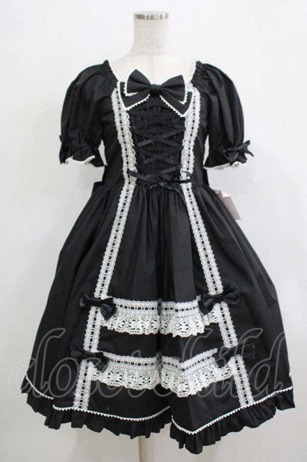 画像1: metamorphose / Dress up はしごレースリボンワンピース サイズ1 ブラック H-25-12-19-001-ME-OP-NS-ZH (1)