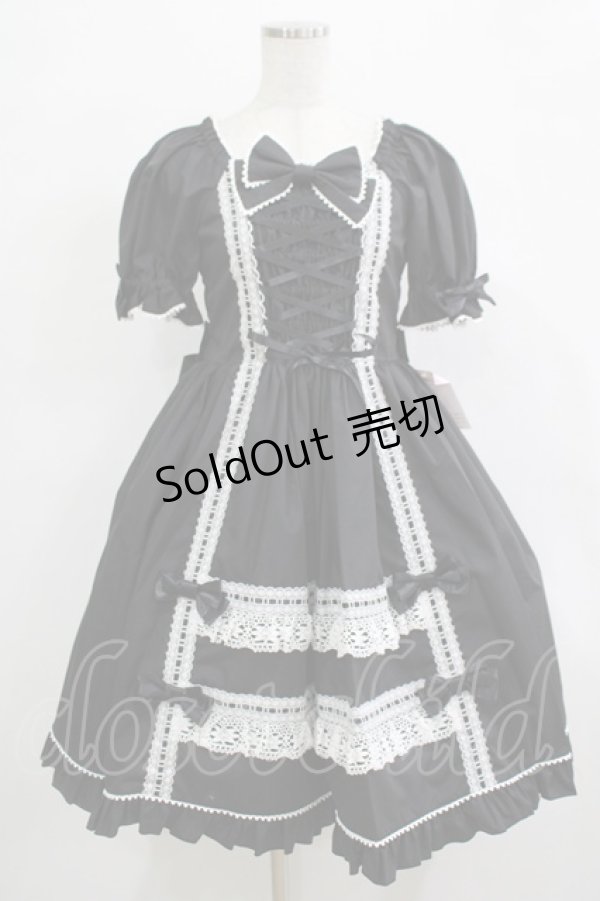 画像1: metamorphose / Dress up はしごレースリボンワンピース サイズ1 ブラック H-25-12-19-001-ME-OP-NS-ZH (1)