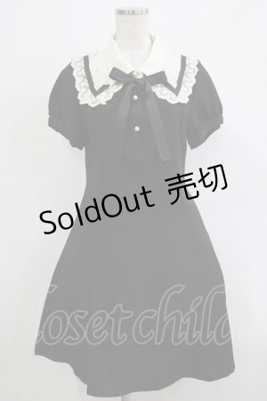 画像: axes femme POETIQUE / レース襟半袖ワンピース M ブラック H-25-12-19-036-AX-OP-NS-ZH