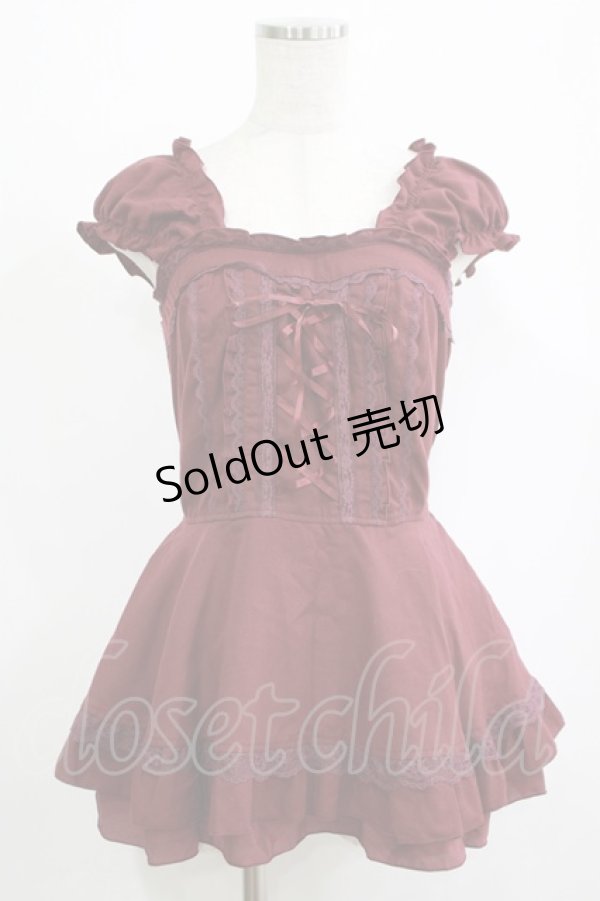 画像1: axes femme / ペプラムトップス M ワイン H-25-12-19-040-AX-TO-NS-ZH (1)