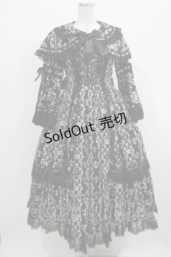 画像1: metamorphose / クラウンクロスケープ付ロングドレス サイズ1 ブラック H-25-12-19-006-ME-OP-NS-ZH (1)