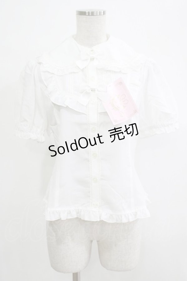 画像1: metamorphose / ヨーク切替半袖リボンブラウス Free ホワイト H-25-12-19-046-ME-BL-NS-ZH (1)