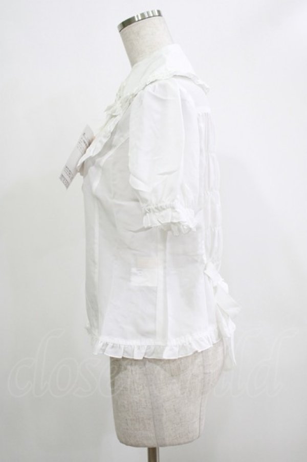 画像2: metamorphose / ヨーク切替半袖リボンブラウス Free ホワイト H-25-12-19-046-ME-BL-NS-ZH (2)