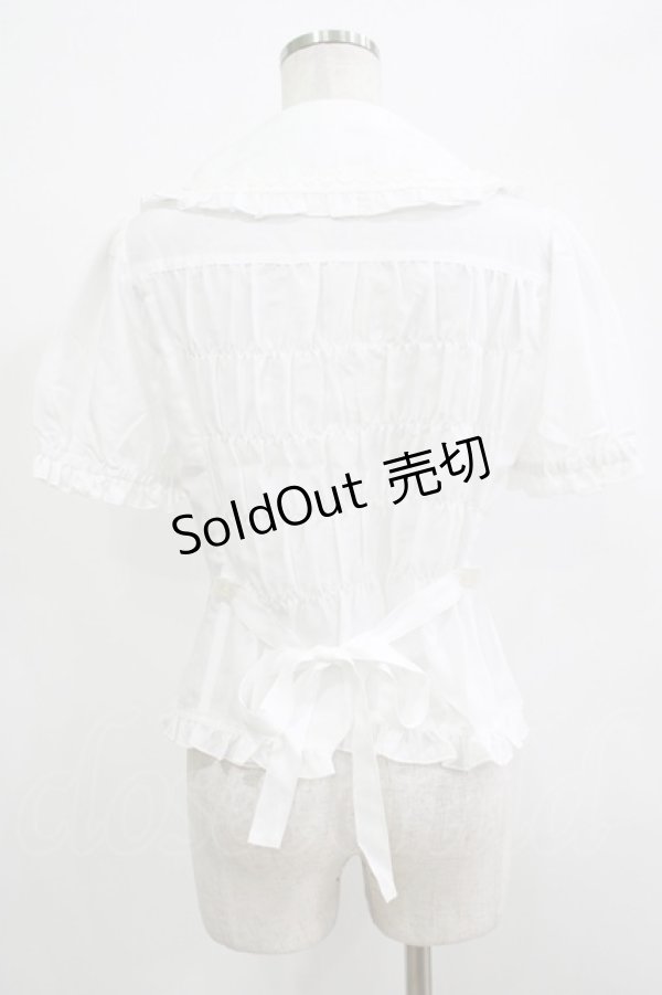 画像3: metamorphose / ヨーク切替半袖リボンブラウス Free ホワイト H-25-12-19-046-ME-BL-NS-ZH (3)