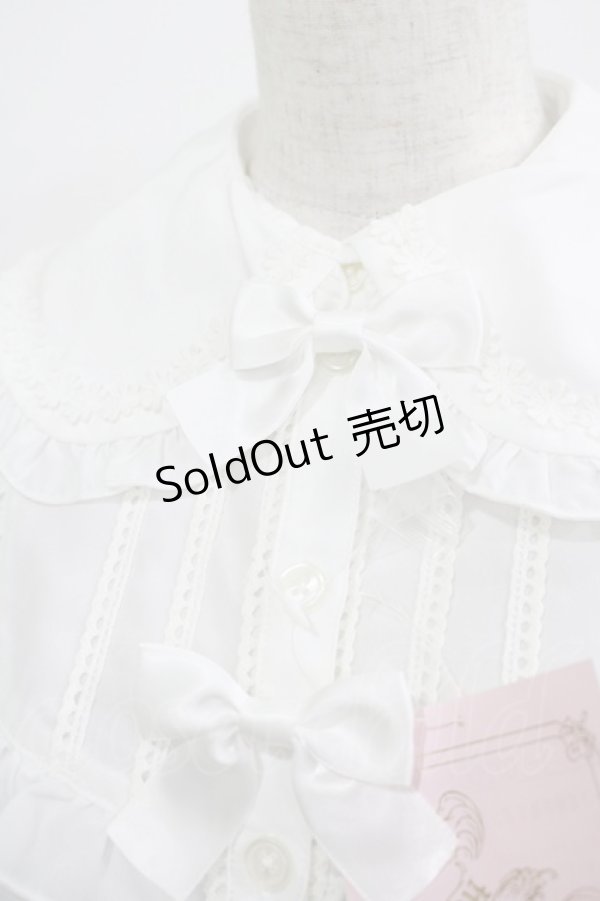 画像4: metamorphose / ヨーク切替半袖リボンブラウス Free ホワイト H-25-12-19-046-ME-BL-NS-ZH (4)