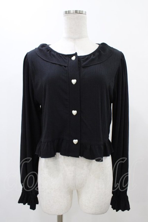 画像1: FLC / 星名桜子/フリルテレコカーディガン L ブラック H-25-12-19-1045-0-TO-NS-ZH (1)
