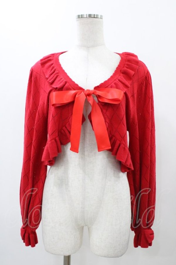 画像1: metamorphose / ダイヤすかしあみ長袖ボレロ サイズ1 レッド H-25-12-19-1049-ME-TO-NS-ZH (1)