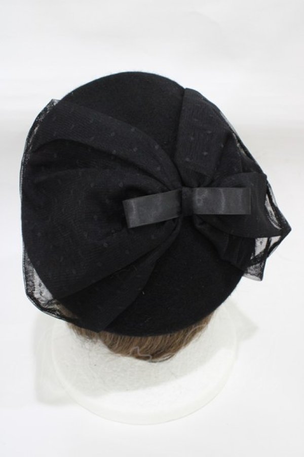画像2: m petit by misako / NINA'S チュールリボンベレー帽  ブラック H-25-12-19-1006-LO-AC-NS-ZH (2)