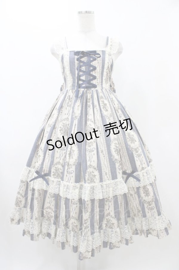 画像1: metamorphose / アンティークブーケミディアムジャンパースカート サイズ1 ブルー H-25-12-19-1016-ME-OP-NS-ZH (1)