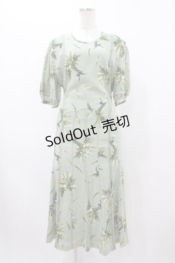 画像1: KANEKO ISAO / 花柄ワンピース Free グリーン H-25-12-19-1022-EL-OP-NS-ZH (1)