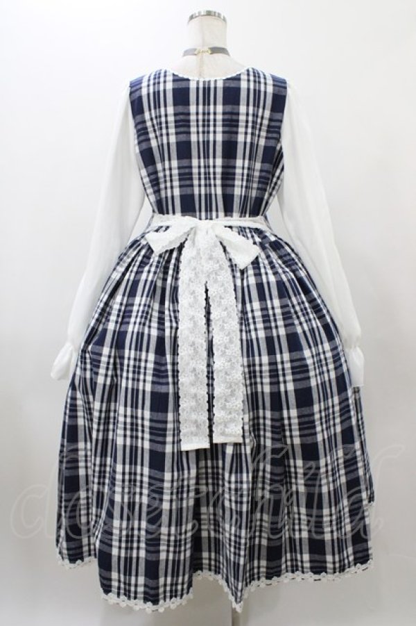 画像2: marcHenTica / チェックワンピース ハーフエルフ ネイビー H-25-12-19-1027-LO-OP-NS-ZH (2)