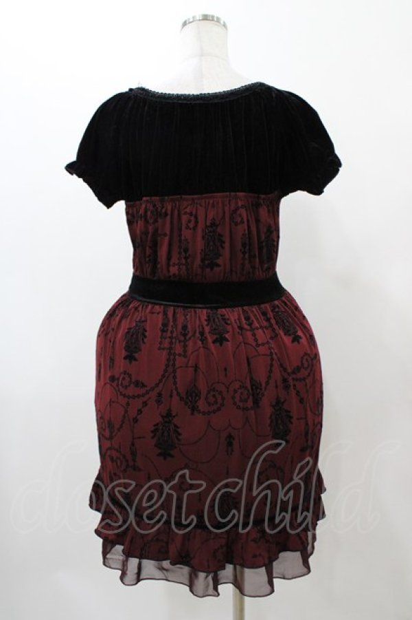 画像2: axes femme / ベロア切替ワンピース M ワイン H-25-12-19-1031-AX-OP-NS-ZH (2)