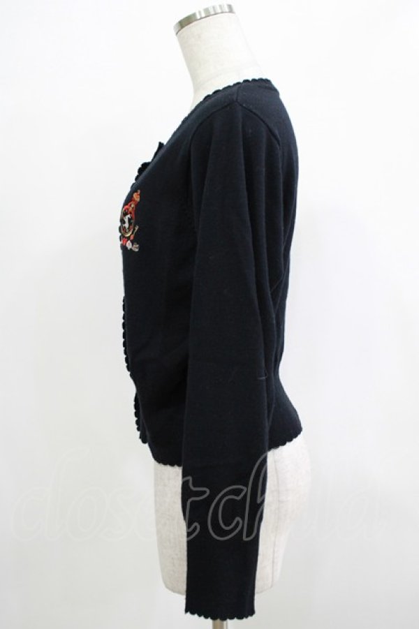 画像2: Lovely MAXICIMAM / クロックラビット刺繍カーディガン Lovelyサイズ（大きいサイズ） ブラック H-25-12-19-050-GO-TO-NS-ZH (2)