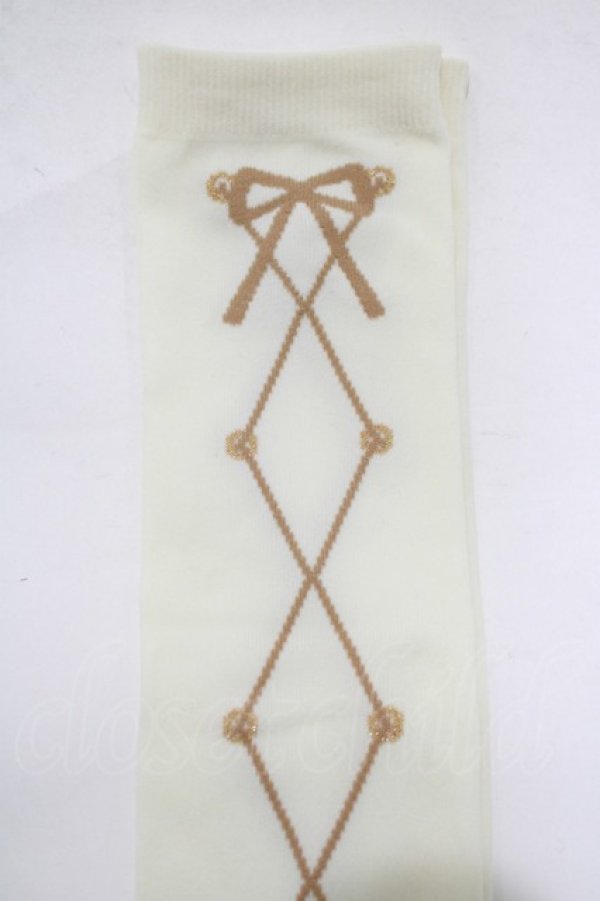 画像3: metamorphose / Lace up dollオーバーニーソックス  アイボリー H-25-12-19-058-ME-ZA-NS-ZH (3)