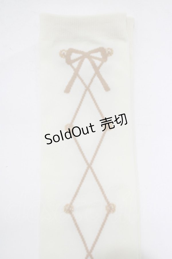 画像3: metamorphose / Lace up dollオーバーニーソックス  アイボリー H-25-12-19-058-ME-ZA-NS-ZH (3)