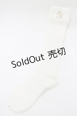 画像: metamorphose / 折り返しエンブレム刺繍ハイソックス  オフ H-25-12-19-060-ME-ZA-NS-ZH