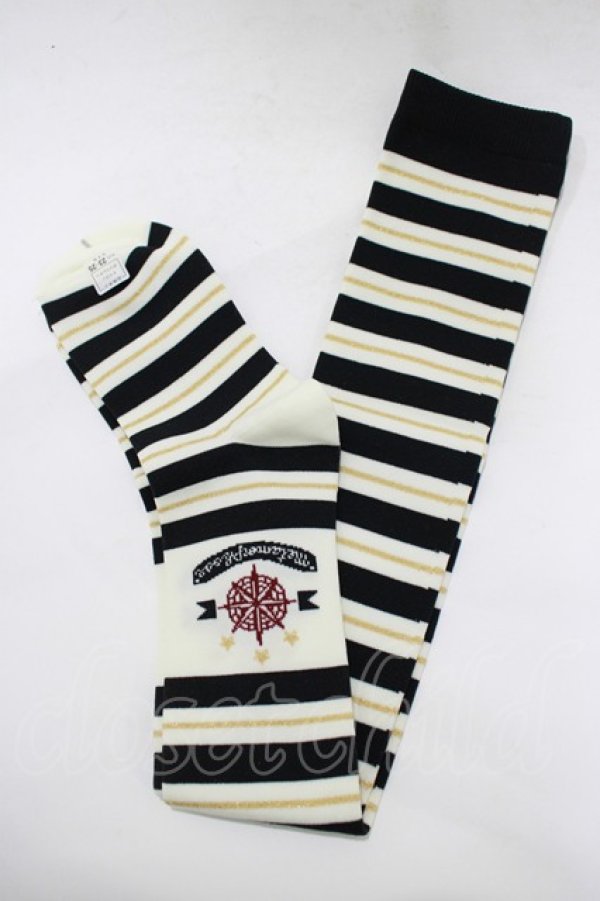 画像1: metamorphose / コンパスボーダーオーバーニー  ブラック H-25-12-19-063-ME-ZA-NS-ZH (1)