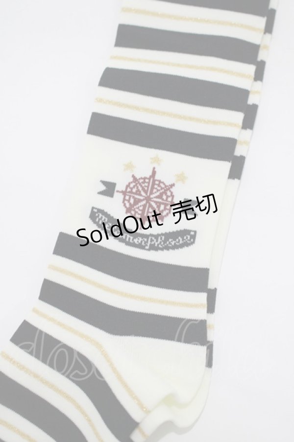 画像2: metamorphose / コンパスボーダーオーバーニー  ブラック H-25-12-19-063-ME-ZA-NS-ZH (2)