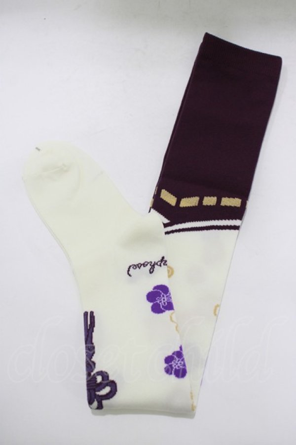 画像1: metamorphose / 恋うららオーバーニー  オフ/パープル H-25-12-19-066-ME-ZA-NS-ZH (1)