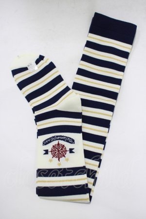 画像: metamorphose / コンパスボーダーオーバーニー  ネイビー H-25-12-19-069-ME-ZA-NS-ZH