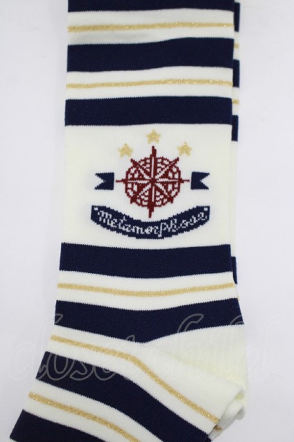 画像2: metamorphose / コンパスボーダーオーバーニー  ネイビー H-25-12-19-069-ME-ZA-NS-ZH (2)