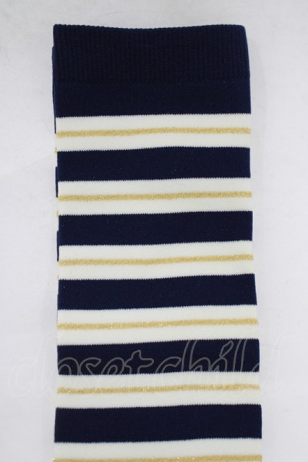 画像3: metamorphose / コンパスボーダーオーバーニー  ネイビー H-25-12-19-069-ME-ZA-NS-ZH (3)