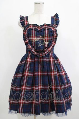 画像: Ank Rouge / チェックハートフリルジャンパースカート M ネイビー H-25-12-19-016-CA-OP-NS-ZH