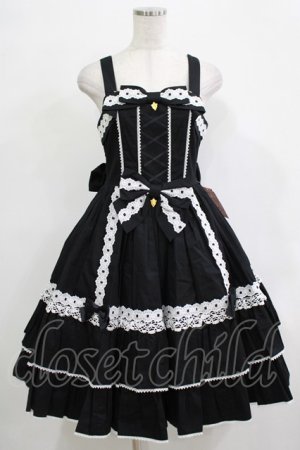 画像: metamorphose / メアリーはしごレースジャンパースカート(無地) サイズ1 ブラック H-25-12-19-003-ME-OP-NS-ZH