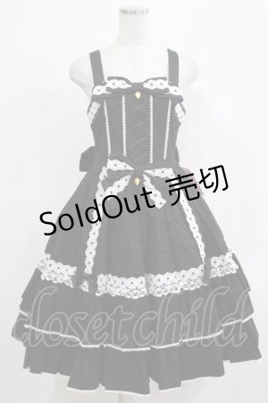 画像: metamorphose / メアリーはしごレースジャンパースカート(無地) サイズ1 ブラック H-25-12-19-003-ME-OP-NS-ZH