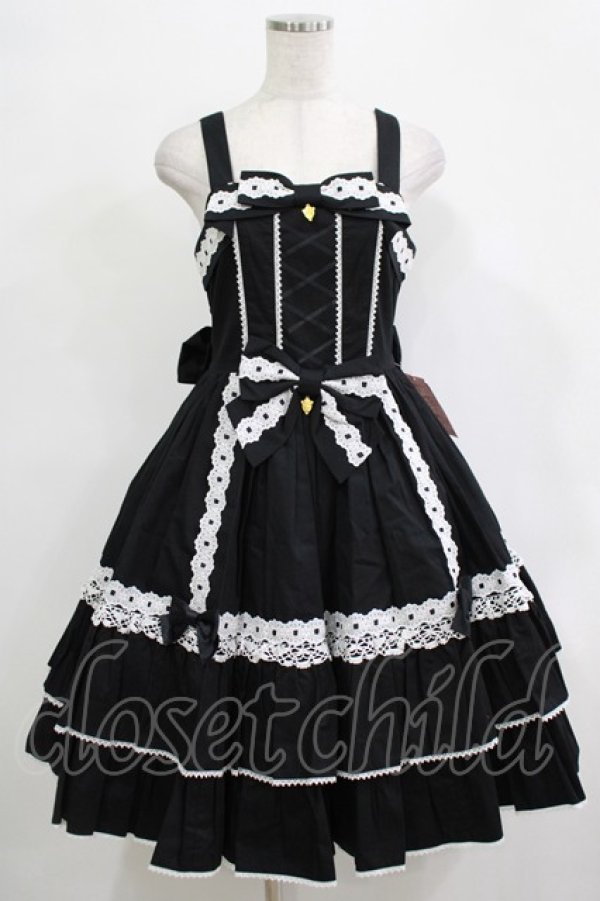 画像1: metamorphose / メアリーはしごレースジャンパースカート(無地) サイズ1 ブラック H-25-12-19-003-ME-OP-NS-ZH (1)