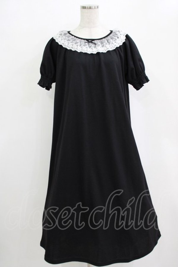 画像1: m petit by misako / レース襟カットワンピース M ブラック H-25-12-20-020-LO-OP-NS-ZH (1)