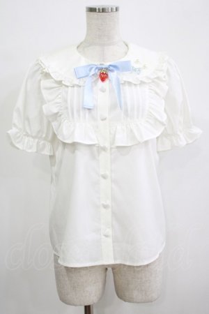 画像: Ank Rouge / リボンストロベリーパフブラウス M オフ H-25-12-20-032-CA-BL-NS-ZH