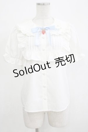 画像: Ank Rouge / リボンストロベリーパフブラウス M オフ H-25-12-20-032-CA-BL-NS-ZH