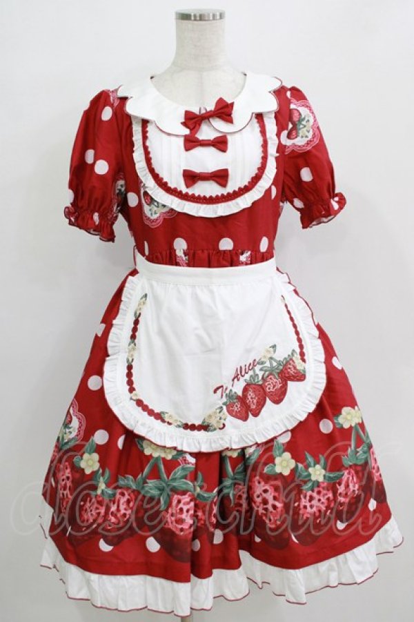 画像1: To Alice / 摘みたていちごのワンピース M レッド H-25-12-20-005-LO-OP-NS-ZH (1)