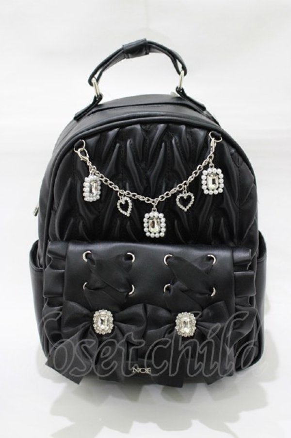 画像2: NOEMIE / チェーン付きキルティングリュック  ブラック H-25-12-20-051-LO-BG-NS-ZH (2)