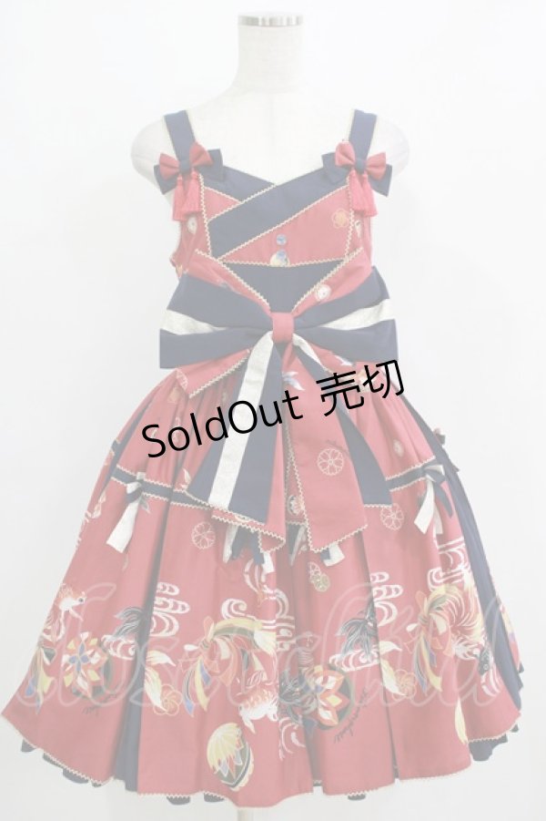 画像1: metamorphose / 乙女の白昼夢タックジャンパースカート Free 赤系 H-25-12-20-006-ME-OP-NS-ZH (1)