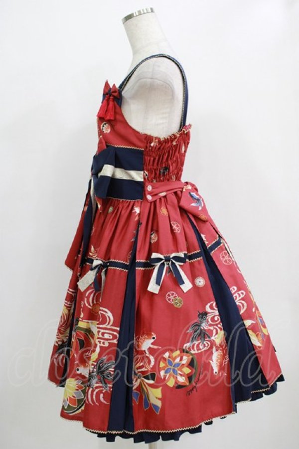 画像2: metamorphose / 乙女の白昼夢タックジャンパースカート Free 赤系 H-25-12-20-006-ME-OP-NS-ZH (2)