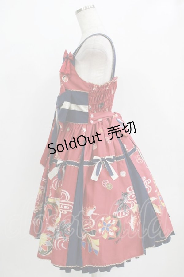 画像2: metamorphose / 乙女の白昼夢タックジャンパースカート Free 赤系 H-25-12-20-006-ME-OP-NS-ZH (2)