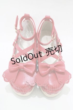 画像: axes femme kawaii / スカラップ木底風シューズ S(22.5cm) レッド H-25-12-20-078-AX-SH-NS-ZH