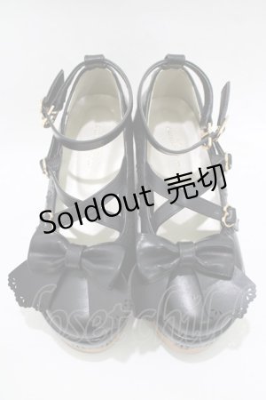 画像: axes femme kawaii / スカラップ木底風シューズ S(22.5cm) ブラック H-25-12-20-080-AX-SH-NS-ZH