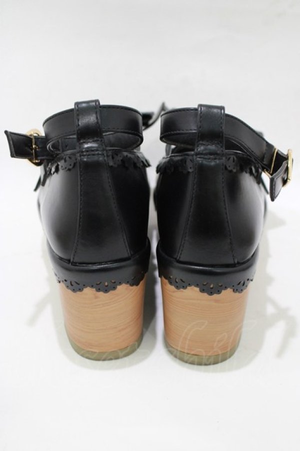 画像3: axes femme kawaii / スカラップ木底風シューズ S(22.5cm) ブラック H-25-12-20-080-AX-SH-NS-ZH (3)