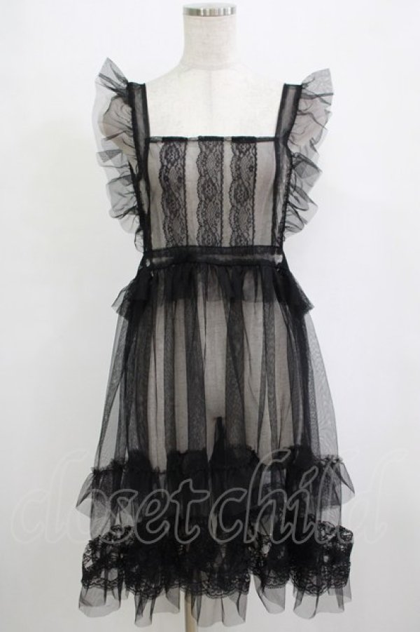 画像1: virally / 星名桜子 hsチュールエプロンジャンスカ L ブラック H-25-12-21-001-PU-OP-NS-ZH (1)