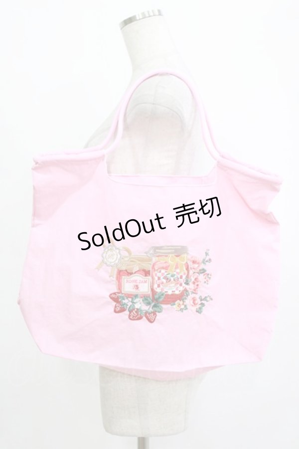 画像1: m petit by misako / ジャム刺繍ショッピングバッグ  ピンク H-25-12-21-004-LO-BG-NS-ZH (1)
