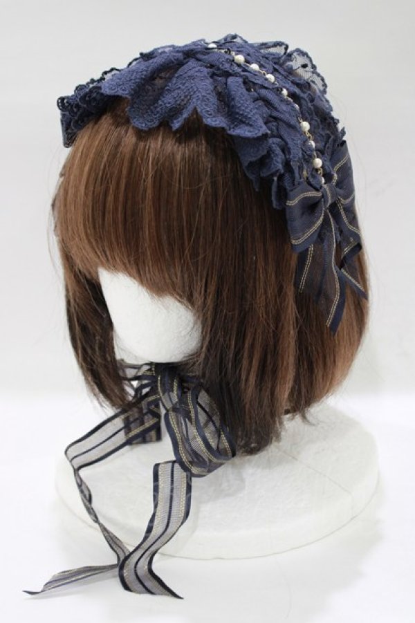 画像1: BABY,THE STARS SHINE BRIGHT / 星の降りそそぐBright Starry Night柄ヘッドドレス  ネイビー H-25-12-21-050-BA-AC-NS-ZH (1)