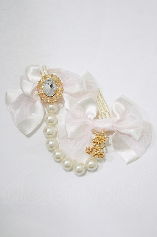 画像2: ALICE and the PIRATES / JOKERパールリボンコーム  ピンク H-25-12-21-054-PA-AC-NS-ZH (2)