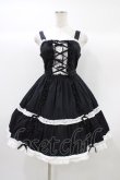 画像1: Angelic Pretty / レースアップジャンパースカート Free ブラック H-25-12-21-1034-AP-OP-NS-ZH (1)