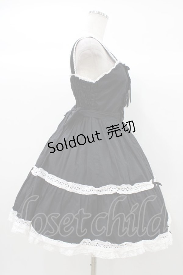 画像3: Angelic Pretty / レースアップジャンパースカート Free ブラック H-25-12-21-1034-AP-OP-NS-ZH (3)